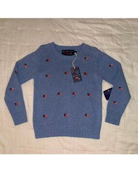 NWT Kiel James Patrick Blue Patriotic Flag Sweater Youth Sz 4